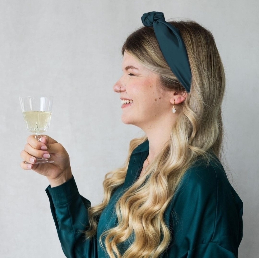 Gibou one knot satin headband in emerald